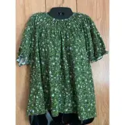 New Ann Taylor green floral peasant top size small short sleeve