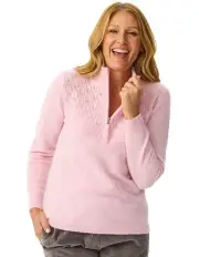 [Fella Hamilton] Hannah Zip Neck Sweater in Pink