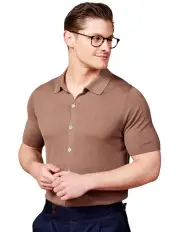 [Mckinnon & Co] Button Down Silk Shirt in Brown
