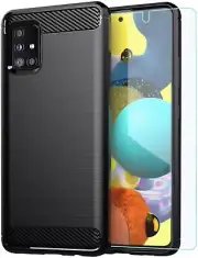 For Samsung Galaxy A51 5G UW Case with Screen Protector HD Screen - Black, Clear