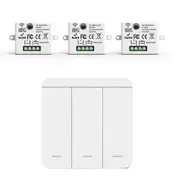 3PCS Wireless Light Wall Switch RF 433Mhz Relay Receiver with 1x 3Gang Panel Switch LED Remote Cont White