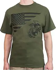 [ROTHCO] 21119 US Flag/USMC Eagle, Globe, & Anchor T Shirt Color : Olive Drab,Size : S