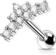 [OUFER] 16G Flower Conch Piercing Acier Stainless Steel 316L Cartilage Ear Piercing 8 mm Helix Ring Curved Clair CZ Conch Piercing Ring Tragus Piercing Helix Piercing