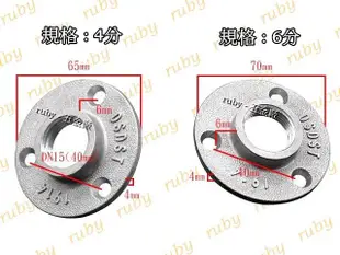 ruby-4057 鋁合金法蘭盤 工業風 法蘭片 法蘭盤 固定片 裝飾片 水管配件 LOFT 黑色法蘭盤 4分 6分