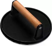 EWFEN Burger Press, 7" round Heavy-Duty Cast Iron Smash Bacon Press Meat Steak w