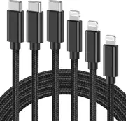 [3 Pack] Super Fast iPhone Lighting USB-C Charger, Rapid Braided Type C Charging Cord for iPhone 14 13 12 11 Pro Max Plus Mini XR XS X 8 iPad Airpods