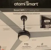 Atomi Smart WiFi 52" Large Room Ceiling Fan LED Lights Brushed Aluminum NIB