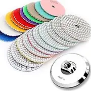 KEEYWOLT 10Pcs 4 Inch Diamond Polishing Pads Including Aluminum Backing Pad Set for Angle Grinder Buffer Wet/Dry Polishing Stone Granite Marble Concrete Tile…