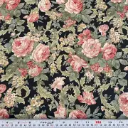 Jenelle by Moda Florals on Black Cotton Fabric by the Half Yard 18" x 44"