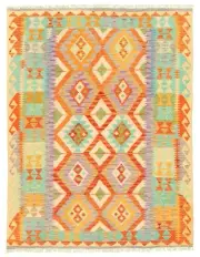 Vintage Hand Woven Carpet 4'10" x 6'2" Traditional Wool Kilim Rug