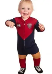 Melbourne Demons 2024 AFL Infant Zip Footysuit Sizes 000-1 BNWT