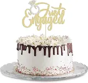 Gyufise 1 Pack Just Engaged Cake Topper Glitter We're Engaged Cake Pick Engagement Party Decorations Bridal Engagement Wedding Cupcake Decoration Party Supplies Gold