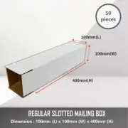 50x Mailing Box 100 x 100 x 400mm Tall Shipping Packing Carton Tube Boxes
