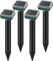 Mole Repellent Solar Powered Outdoor,Ultrasonic Vole Gopher Repellent for Lawn Garden, Groundhog Snake Repeller, Mole Deterrent, Waterproof (4 Packs)