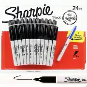 New 24 SHARPIE Black Permanent Marker Pen Sharpies Bulk Texta Fine Point Set
