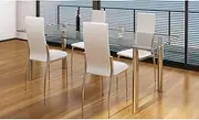 Dining Chairs 4 pcs White Faux Leather,Ergonomic Modern Dining Chairs with Durable Synthetic Leather Seating in White (Set of 4) Dining Room Chairs