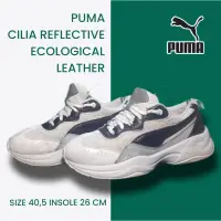 在飛比找蝦皮購物優惠-Puma Cilia 反光鞋生態皮內襯白黑