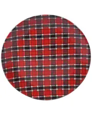 Certified International Snowmans Scarf Plaid Round Plate