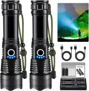 Flashlights High Lumens Rechargeable, 2Pack Rechargeable Flashlights, 990000Lm S