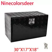 30'' Black Aluminum Truck Underbody Tool Box Trailer RV Tool Storage w/ Lock