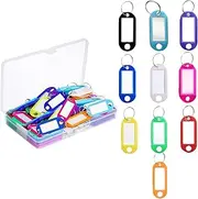 50 Pcs Plastic Key Tags, 10 Color Identifiers Key Ring Tags Chain,Label for Name,Office Key Labels for Luggage,Pets