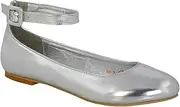 [Generic] Womens Flat Ankle Strap Ballet Pumps Ladies Ballerina Party Bridal Smart Shoes Shoes 3-8