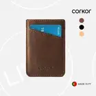 Corkor Vegan Cork Card Sleeve Wallet, Dark Brown | Minimalist Simple Thin Men
