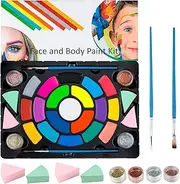 MooMoo Baby Face Paint Kit for Kids Halloween Face Painting Kit with 19 Large Colors Professional Non Toxic Makeup Palette Parties and Cosplay