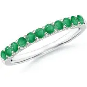 Shared Prong Set Half Eternity Emerald Wedding Band