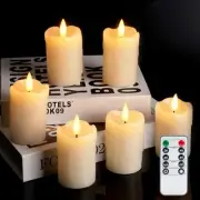 400+ Hour Remote Control Flameless Candles, Real Wax, 3D Wick Flickering LED