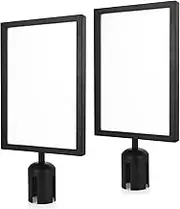 SHUESS 2 Pack Black Stanchion Sign Holder Frame, Double Sided Sign Frame with Cover for 8.5 x 11 Inches Paper Size, Stanchion Top Sign Frames for Crowd Control Sentry Stanchions
