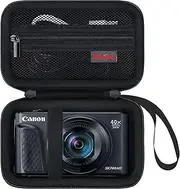 [Elonbo] Carrying Case for Canon PowerShot SX740 SX730 SX720 SX620 G7X Digital Camera, Point and Shoot Vlogging Camera Travel Storage Cover Bag Organizer Holder, Mesh Pocket fits Battery Charger, Black