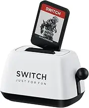 Switch Game Case Holder Compatible with Nintendo Switch Games or PS Vita Games or SD Cards, Cute Portable Toaster Strorage Holder Storage 2 Switch Game Cartridge (Black White)
