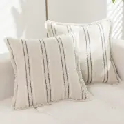 Set of 2 Decorative Linen Farmhouse Throw Pillow 18" x 18" (Pack of 2) Black