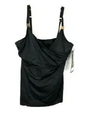 Miraclesuit Womens Swimwear Underwire Bra Tankini Swimsuit Top Black Size 38DD
