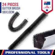 98x10cm 24-Piece Gutter Brush Roof Leaf Guard Heavy Duty Twig Filter Home Garden