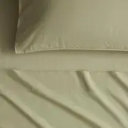 Sheridan Bayley Washed Percale Fitted Sheet in Soft Fern Size: king 40cm Material: Cotton @Sheridan Rewards