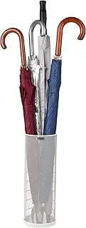 Mind Reader Umbrella Stand, Walking Cane Rack Wrapping Paper Holder, Entryway, Metal Mesh, 5.5" L x 5.5" W x 15.75" H, White
