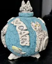 “ I LOVE CATS” - Custom Made Ceramic Vase- Glazed-Signed By Artist - 6”