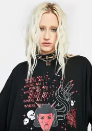 [Black Friday] Gothic Print Oversized Tee
