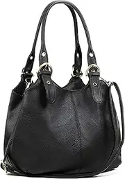[AOSSTA] Women's Tote Bag Multi Pockets Soft Leather Hobo Shoulder Bags With Long Strap Ladies Handbags Large Crossbody Bags