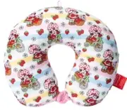 NEW Strawberry Shortcake Travel Neck Pillow With Neck Closure Striped 13"x11"