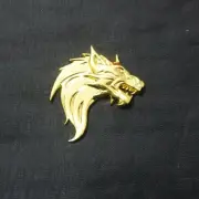 1x Left Golden Chrome Wolf Head Metal Decal Badge Sticker Emblem 3D Motors Turbo (for: Porsche)
