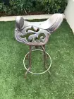 cast iron saddle seat bar stool retro kitchen restaurant man cave horse stable