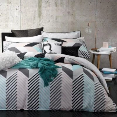 Rio Mint King bed Quilt Cover Set by Logan & Mason
