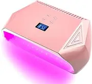 128W Cordless UV Nail Lamp, Rechargeable UV Light for Gel Nails, Professional Nail Dryer UV LED Nail Lamp with Automatic Sensor/4 Timer Setting for Home& Salon