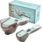 TRENDEELZ Plastic Measuring set Silicone Measuring Spoon Set- Kitche set of two Magnetic can stay on your fridge - Smart Spoons that can be adjusted, works for all kind of food making.