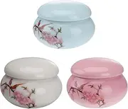 SHERCHPRY Small Ceramic Jar With Lid, Mini Cream Jars Ceramic Tea Jars Ceramic Makeup Jar for Makeup Lip Balm