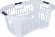 Hip Hugger Laundry Basket - White carrying of heavy loads of laundry.