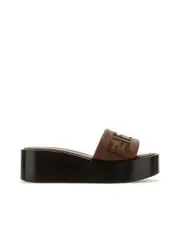 Fendi Leather Sunshine Platform Slippers